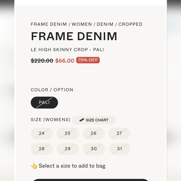 GUC FRAME Le High Skinny Crop in Pali, Size 28 - Picture 16 of 16